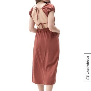 Open Back Midi Dress in Brown Size M